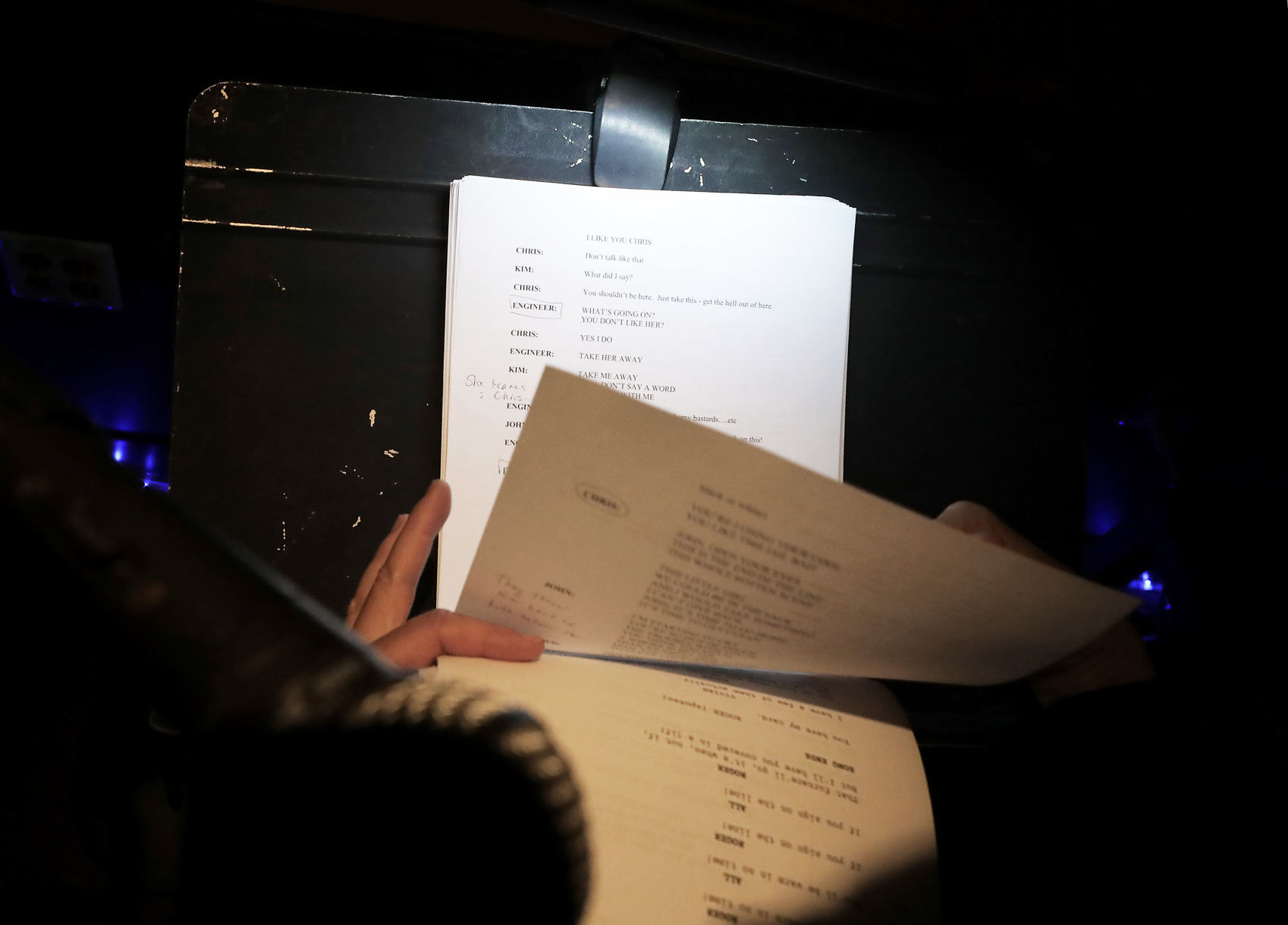 Close-up of script